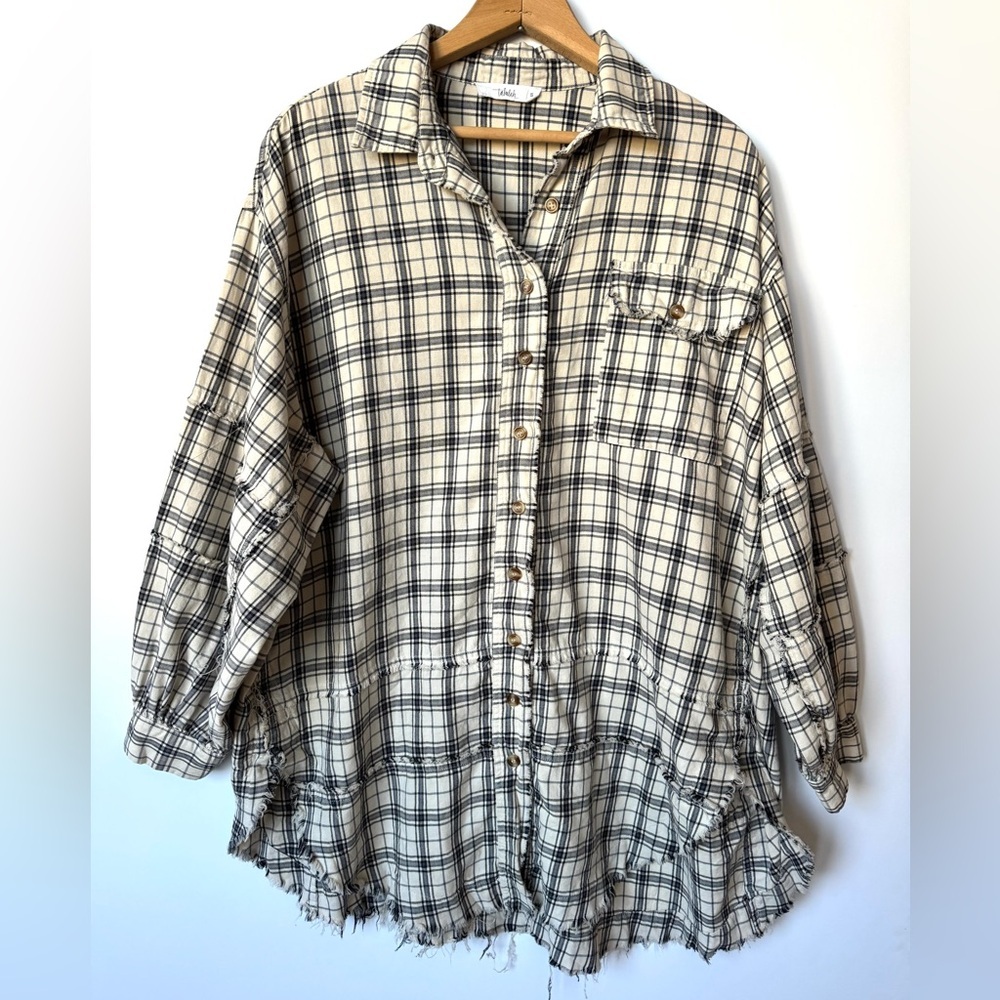 Talulah Mineral Washed Distressed Plaid Shirt - Picture 2 of 9